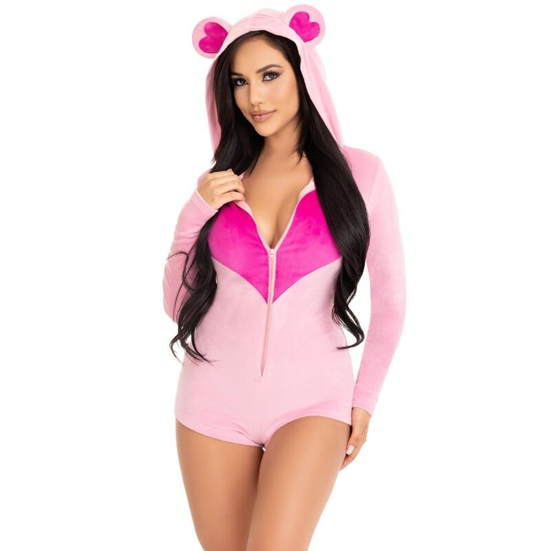 Body velours ours en teddy rose m