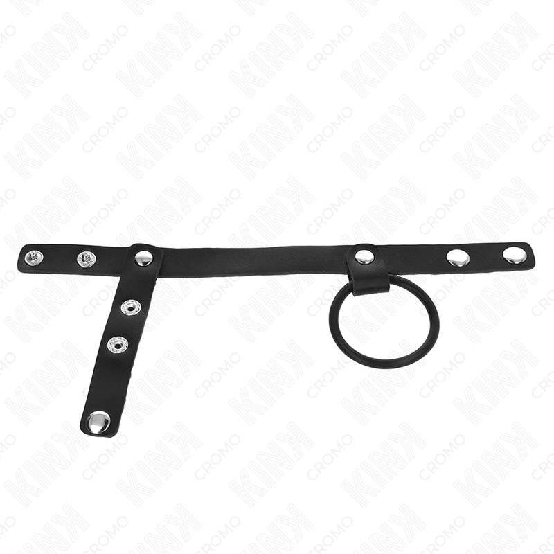 3.8cm Silicone Penis Ring with Ball Separator and 22 x 1.5cm Leather Strap