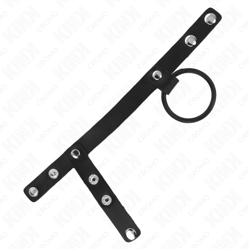 3.8cm Silicone Penis Ring with Ball Separator and 22 x 1.5cm Leather Strap