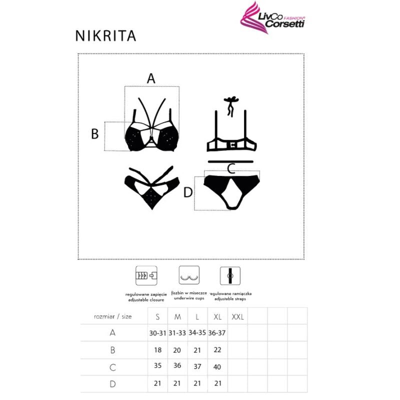 Nikrita lc 90674 subjectador + panties negro s