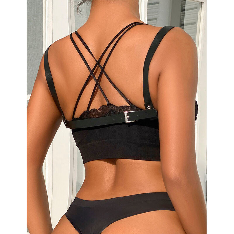 953713 punk bondage belt black metal buckle one size
