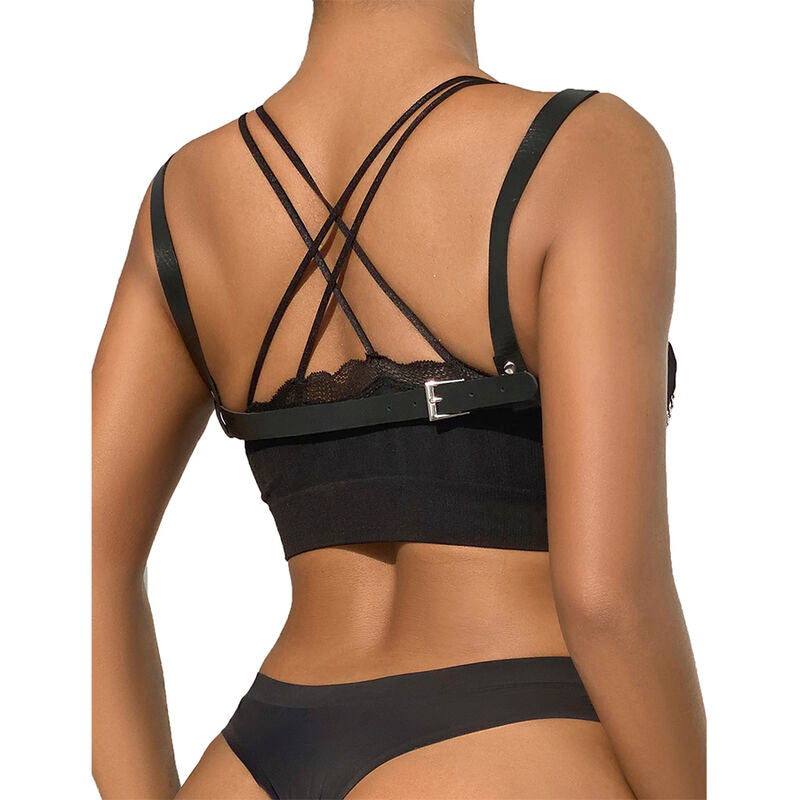 953713 punk bondage belt black metal buckle one size