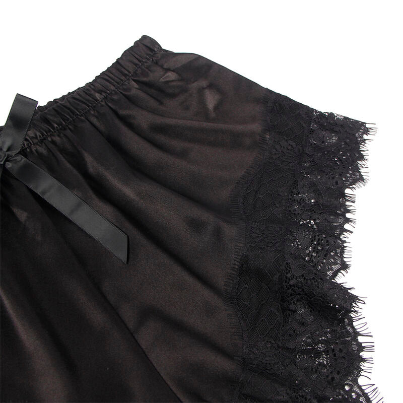 953935 silk casual nightgown + lace pants black s/m