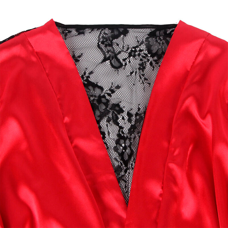 954024 transparent lace back camisole + red/black thong l/xl