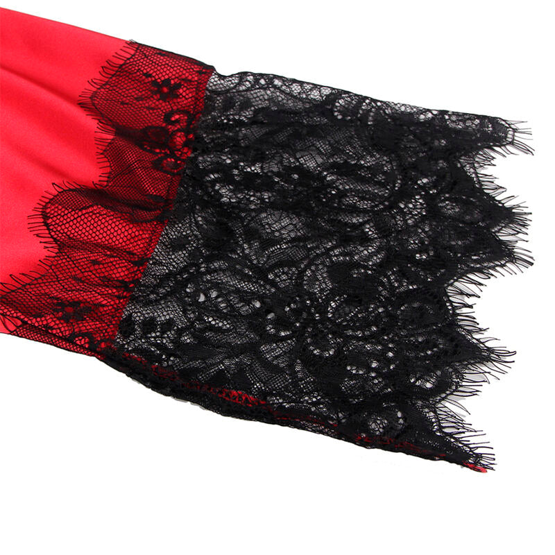 954024 transparent lace back camisole + red/black thong l/xl