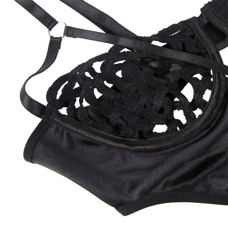 954055 sexy black lace bodysuit s/m