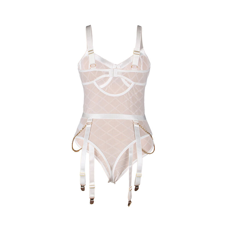 954291 body with chains + garter belt white l/xl