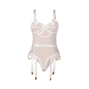 954291 body with chains + garter belt white l/xl