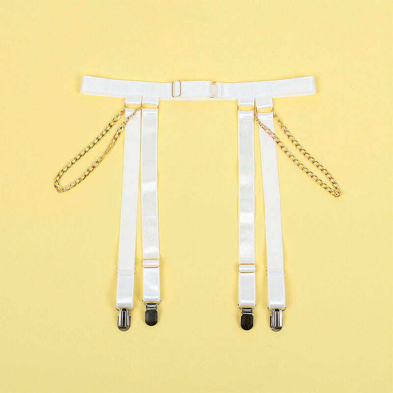 954291 body with chains + garter belt white l/xl