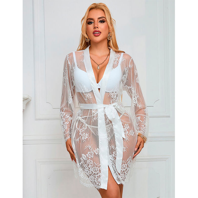 954369 chemise de nuit à manches longues à motif floral blanc s/m