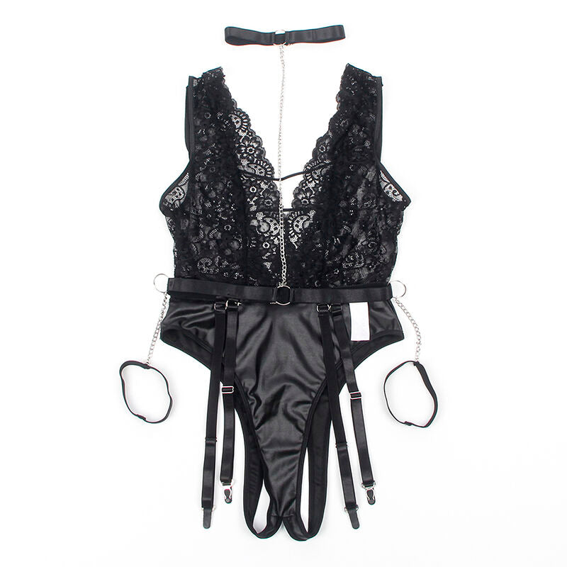954390 sexy bodysuit with garter belt black l/xl