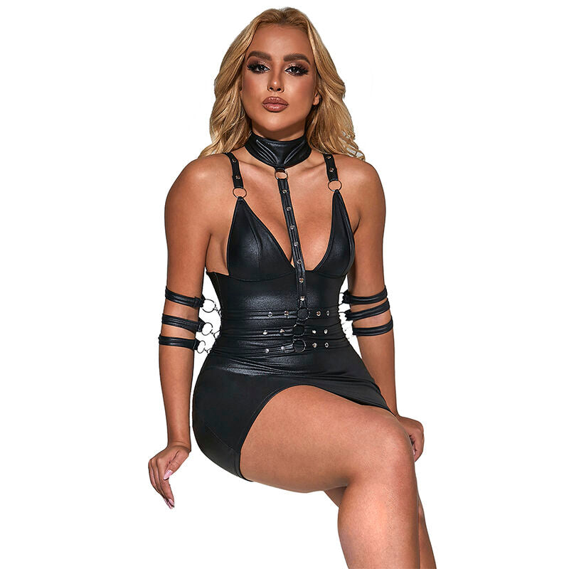 954406 robe bondage en cuir noir s/m