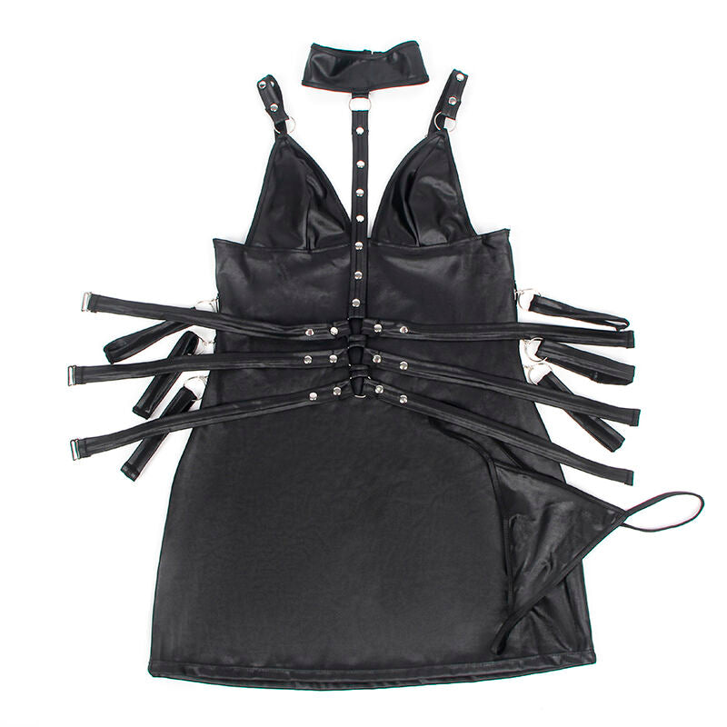 954413 black leather bondage bodysuit l/xl
