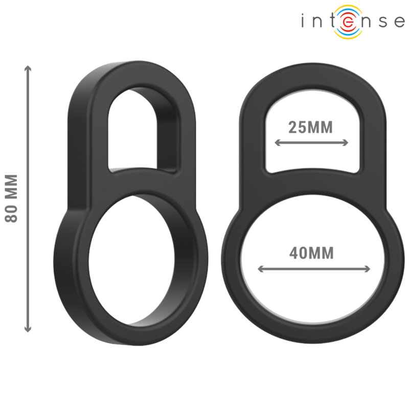 Bobby double penis ring in black silicone