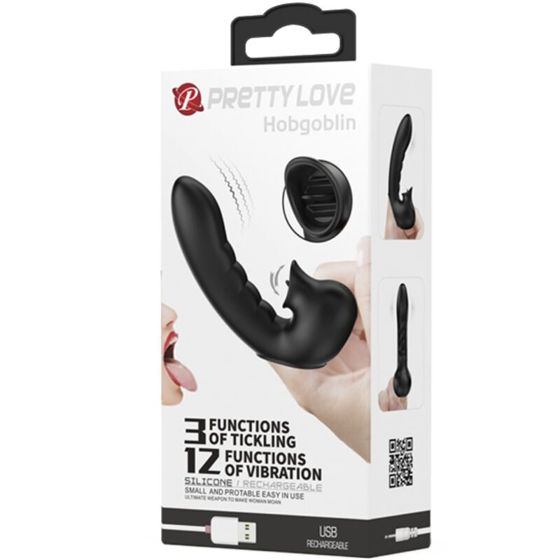Hobgoblin Vibrating Finger Box 12 Vibrations + Clitoris Stimulator Black