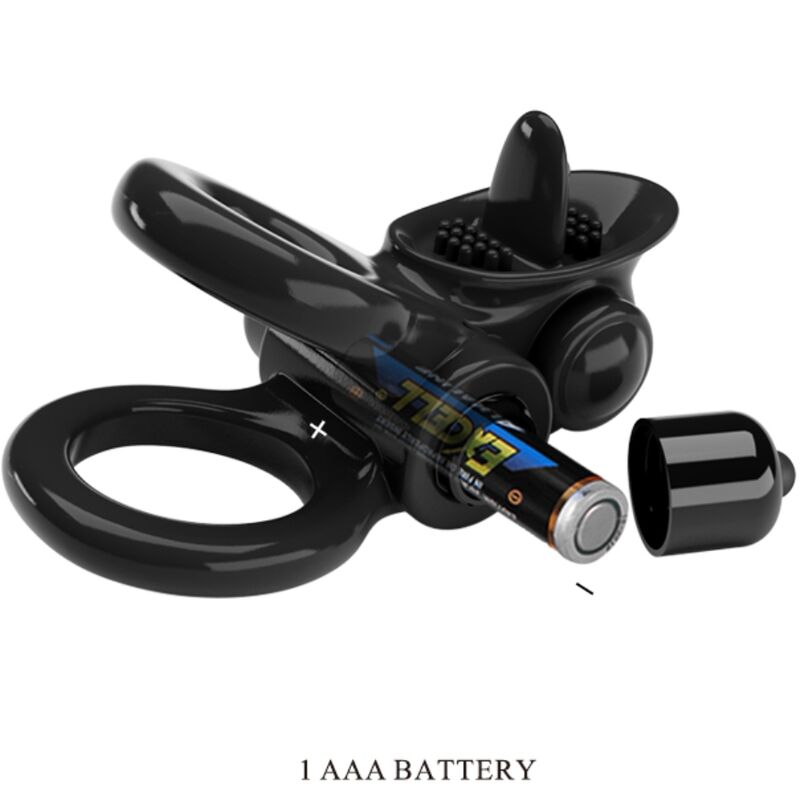 Passionate ring double anneau vibrant + stimulateur de clitoris noir