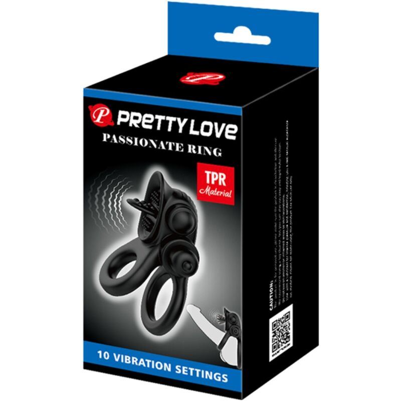 Passionate ring double anneau vibrant + stimulateur de clitoris noir