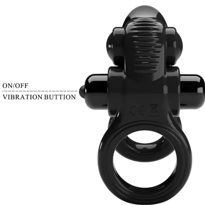 Passionate ring double anneau vibrant + stimulateur de clitoris noir