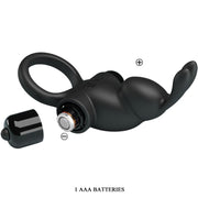 Vibrating ring + rabbit clitoris stimulator 10 vibrations black