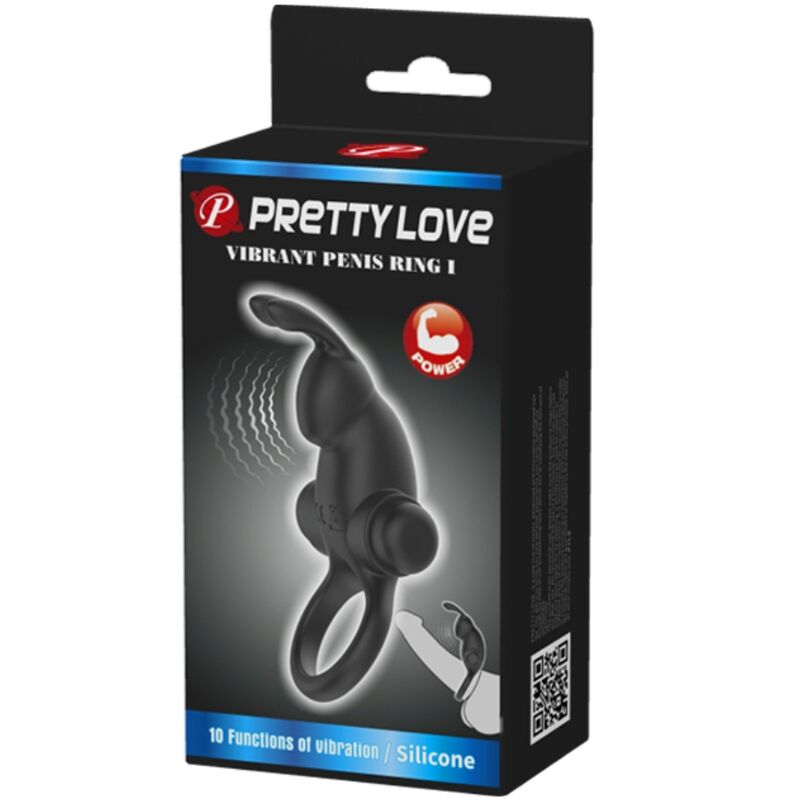 Anneau vibrant + stimulateur de clitoris rabbit 10 vibrations noir