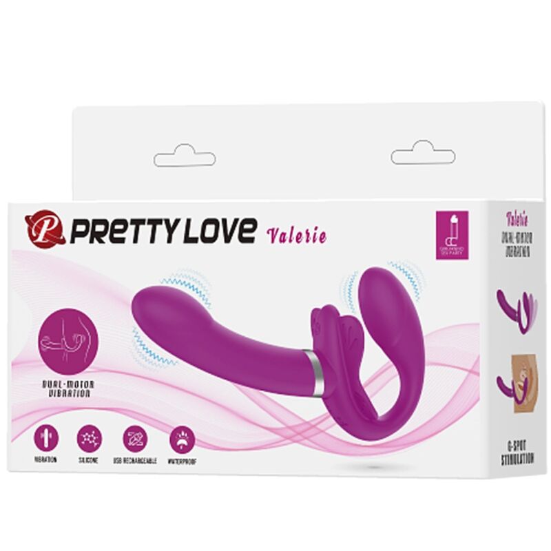 Valerie double strap-on vibrator 12 vibrations purple