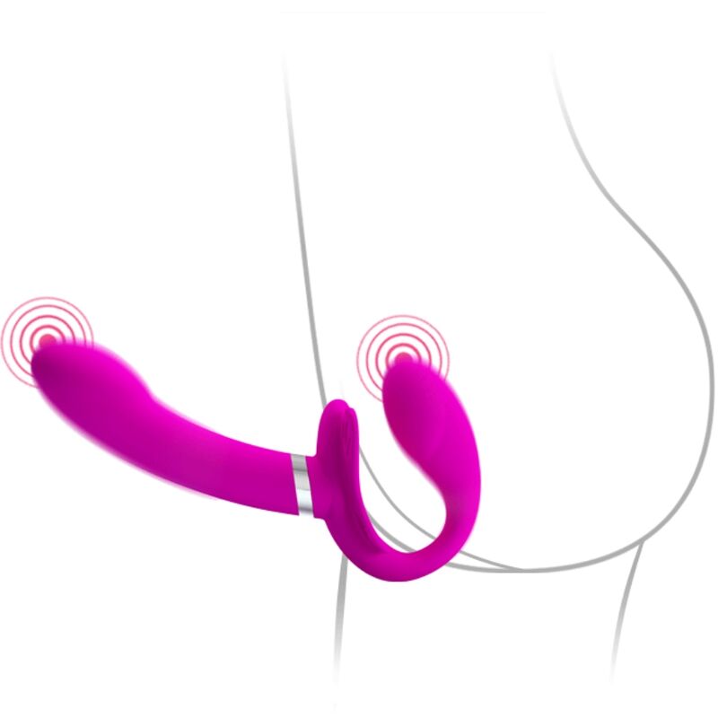 Valerie double strap-on vibrator 12 vibrations purple