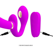 Thunderbird Double Strap-On Vibrator with Remote Control Purple