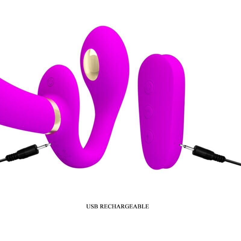 Thunderbird Double Strap-On Vibrator with Remote Control Purple