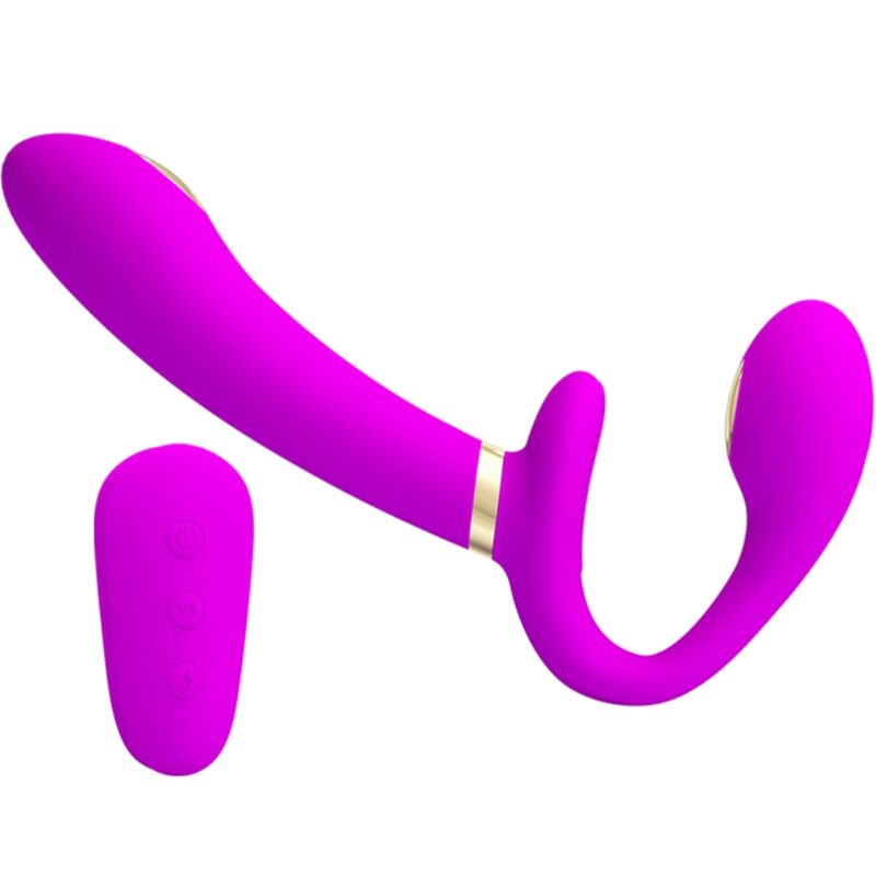 Thunderbird Double Strap-On Vibrator with Remote Control Purple