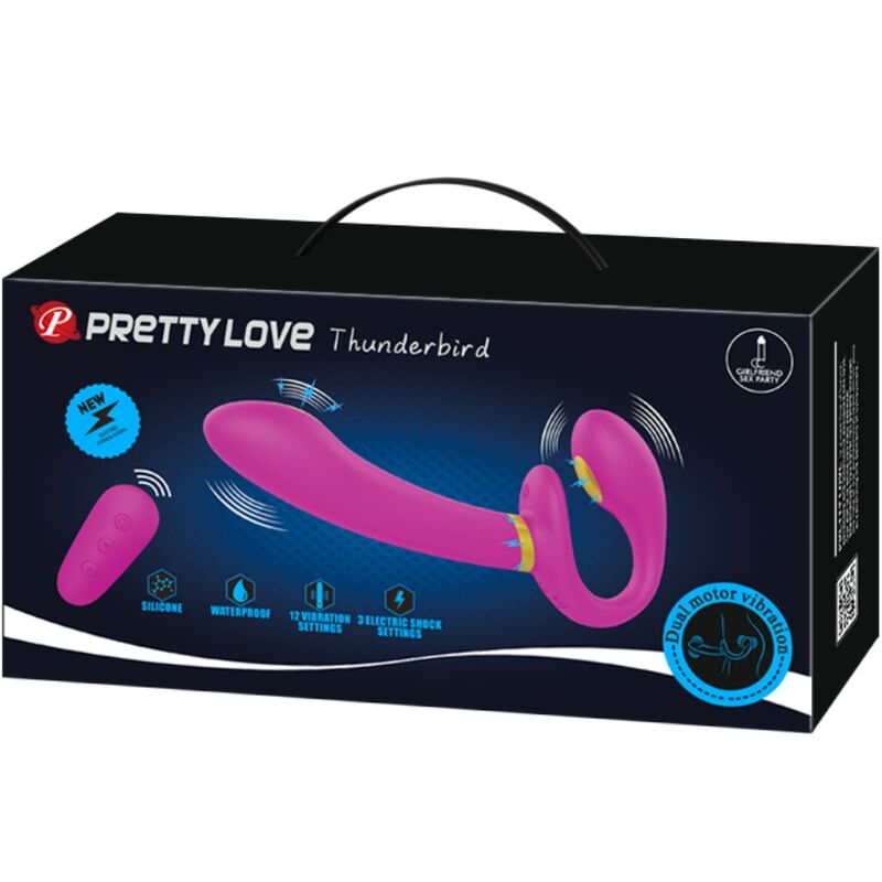 Thunderbird Double Strap-On Vibrator with Remote Control Purple
