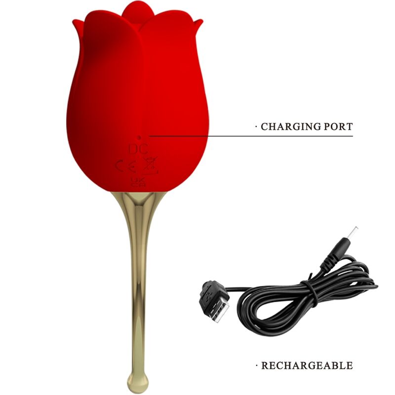 Rose Lover Pink Clitoris Stimulator 12 Vibrations Red