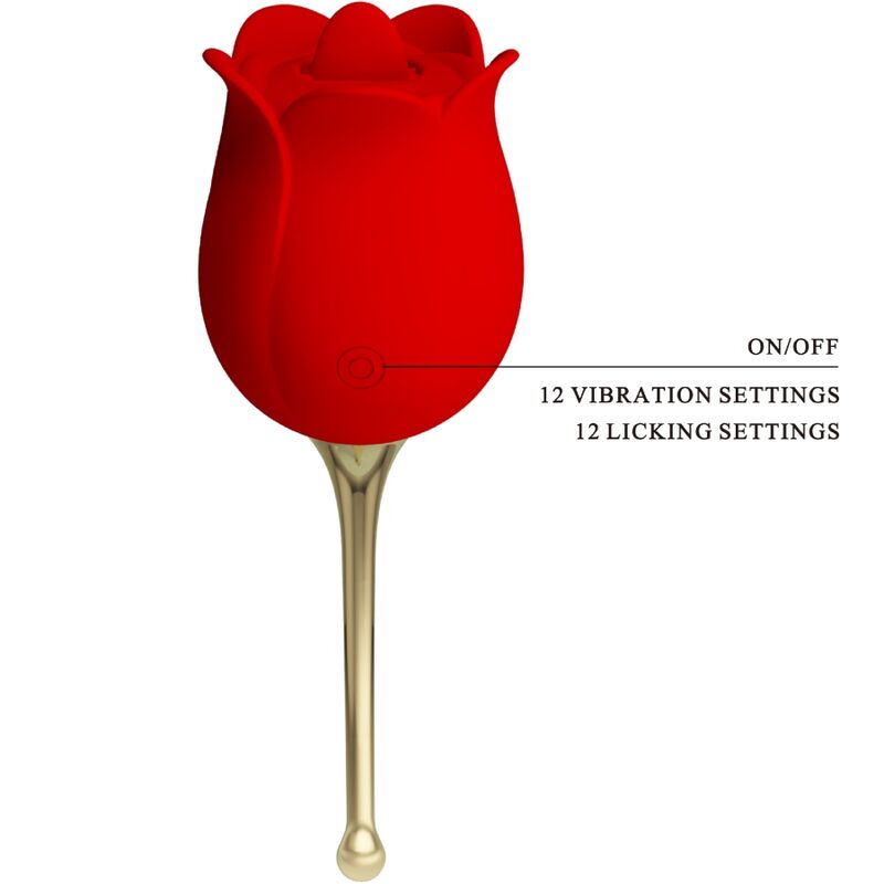 Rose Lover Pink Clitoris Stimulator 12 Vibrations Red