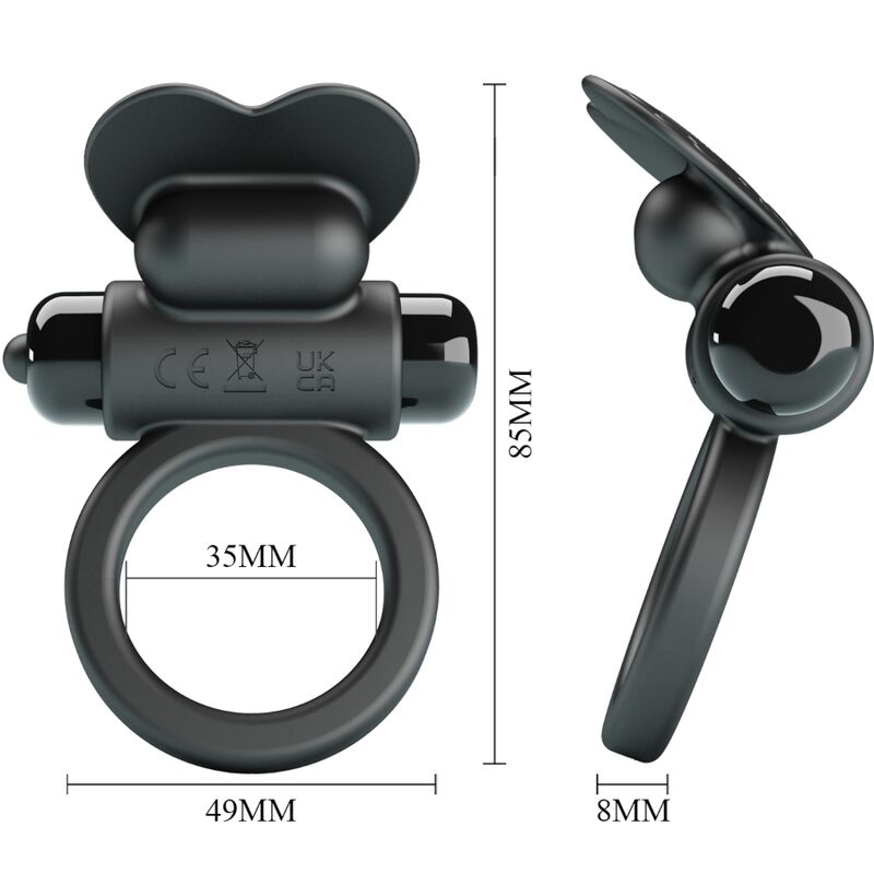 Debonaire Rabbit Vibrating Ring 10 Vibrations Black