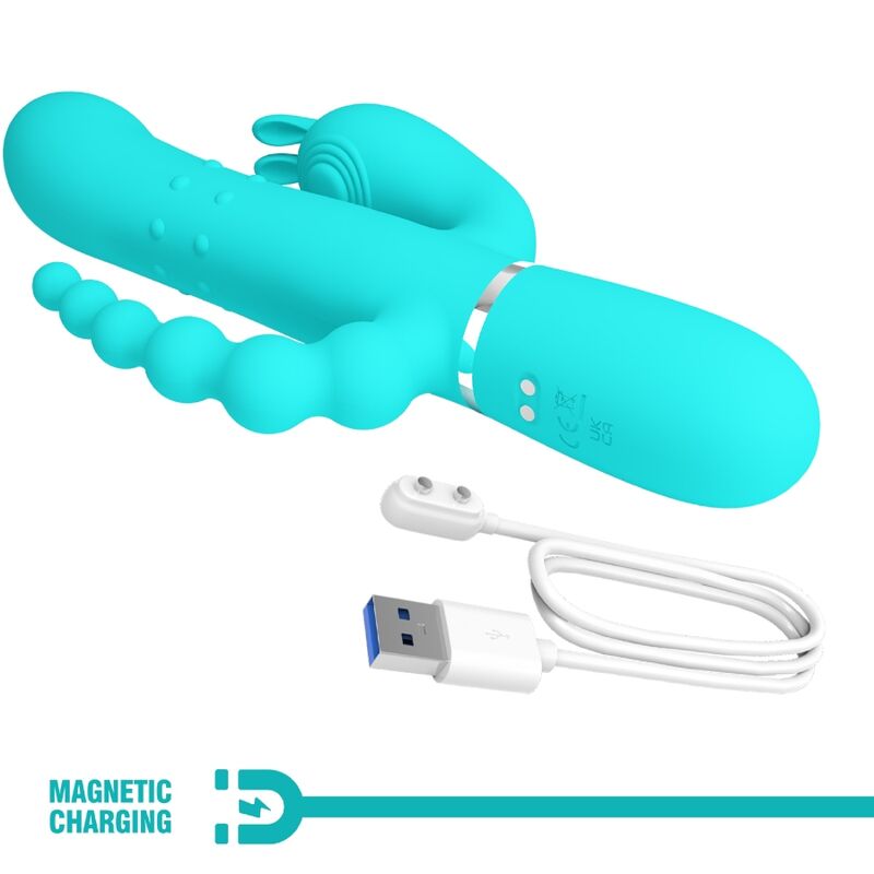 Cammy 4 in 1 Multi-Function Triple Rabbit Vibrator Blue