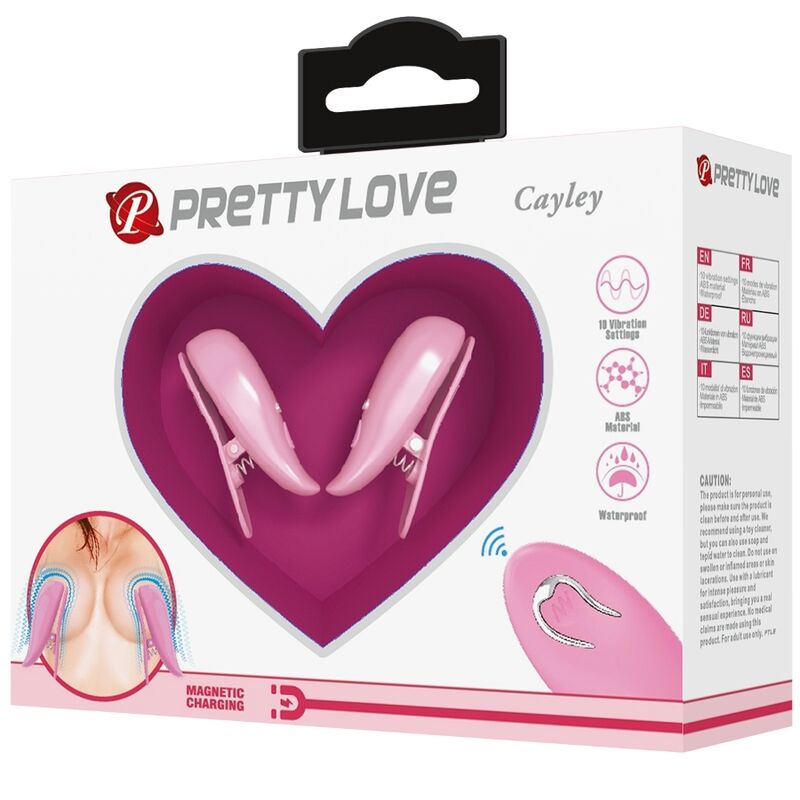 Pinces à tétons cailey 10 vibrations télécommande rose