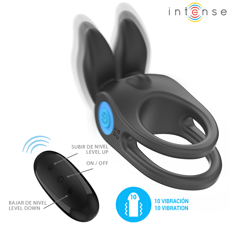 Sam Double Penis Ring Vibrator 10 Vibrations Black