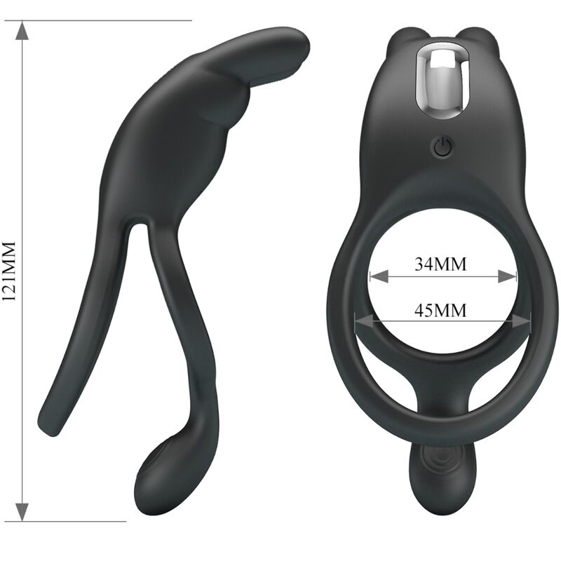 Seth Double Vibrating Rabbit Ring 7 Vibrations Black