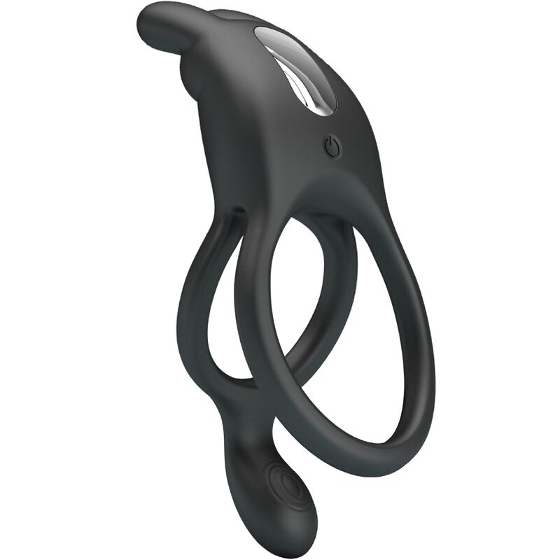 Seth Double Vibrating Rabbit Ring 7 Vibrations Black