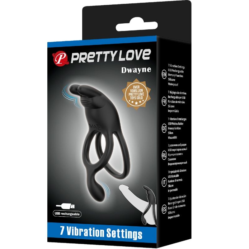 Seth Double Vibrating Rabbit Ring 7 Vibrations Black
