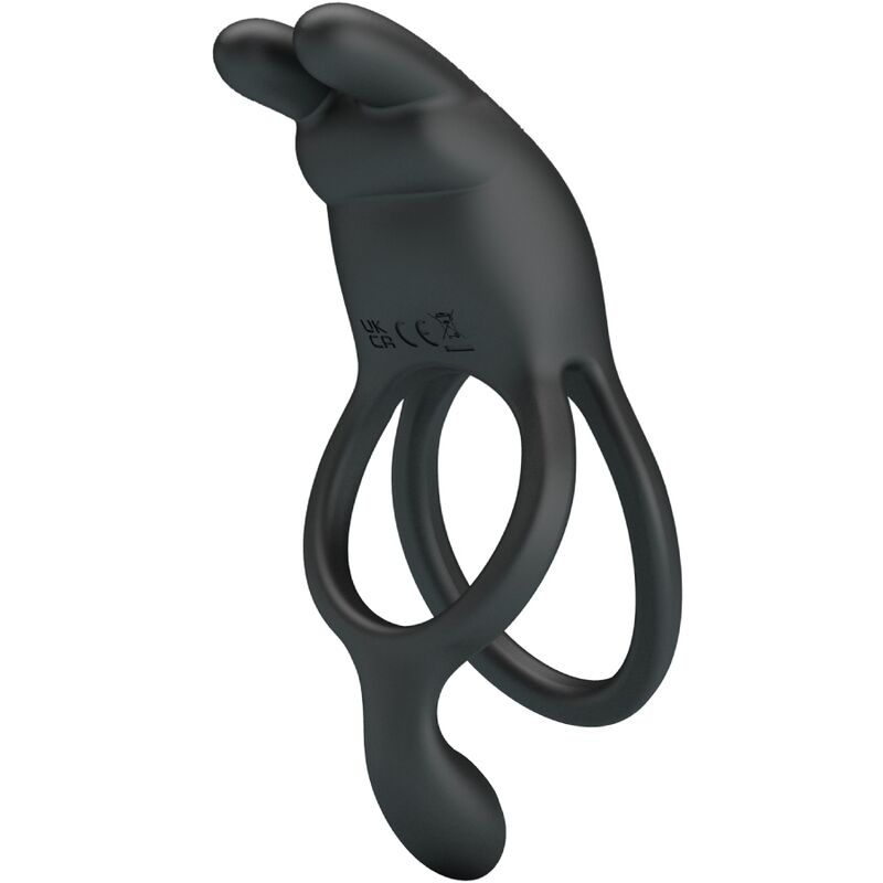 Seth Double Vibrating Rabbit Ring 7 Vibrations Black