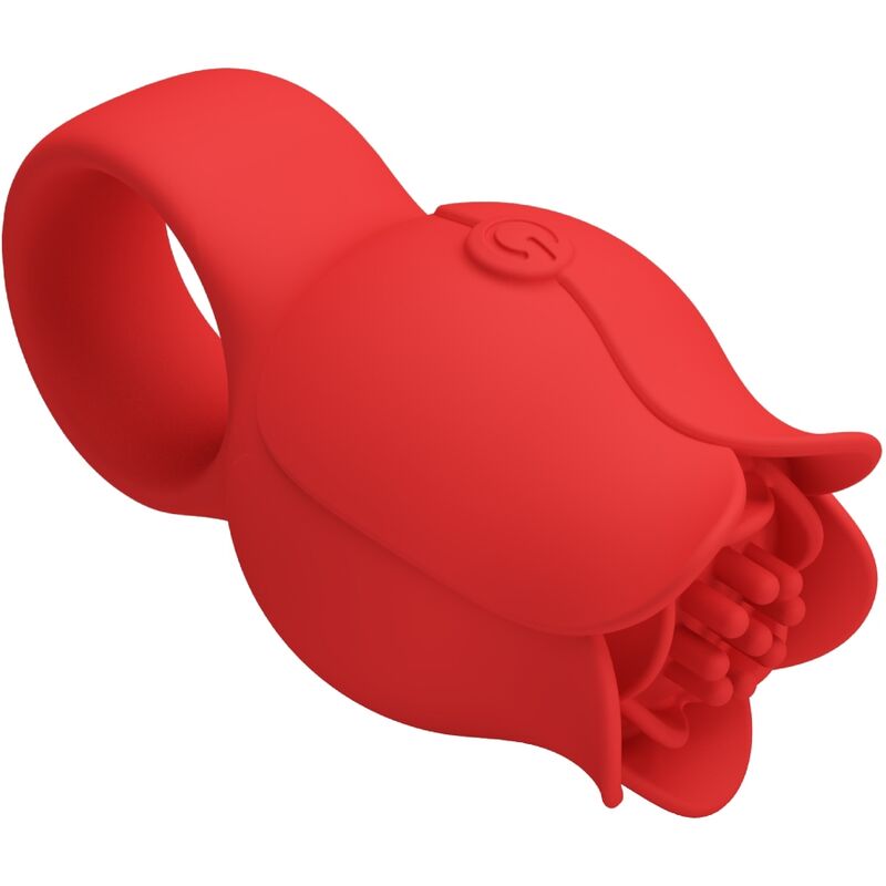 Pink Jae-Shaped Finger Vibrator 10 Vibrations Red