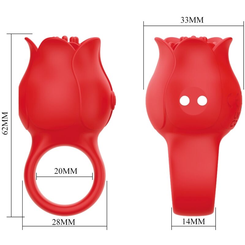 Pink Jae-Shaped Finger Vibrator 10 Vibrations Red