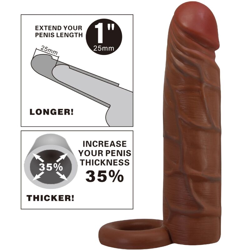 kaile penis sleeve with 2.5 cm extension mulatto