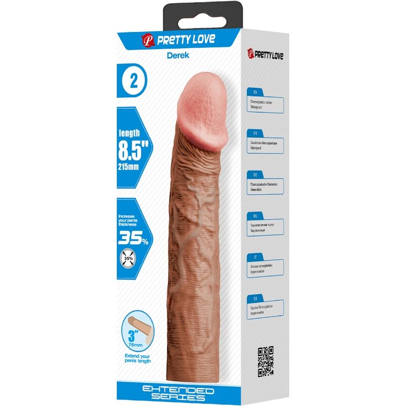 Manchon de pénis derek avec extension de 7,6 cm mulâtre