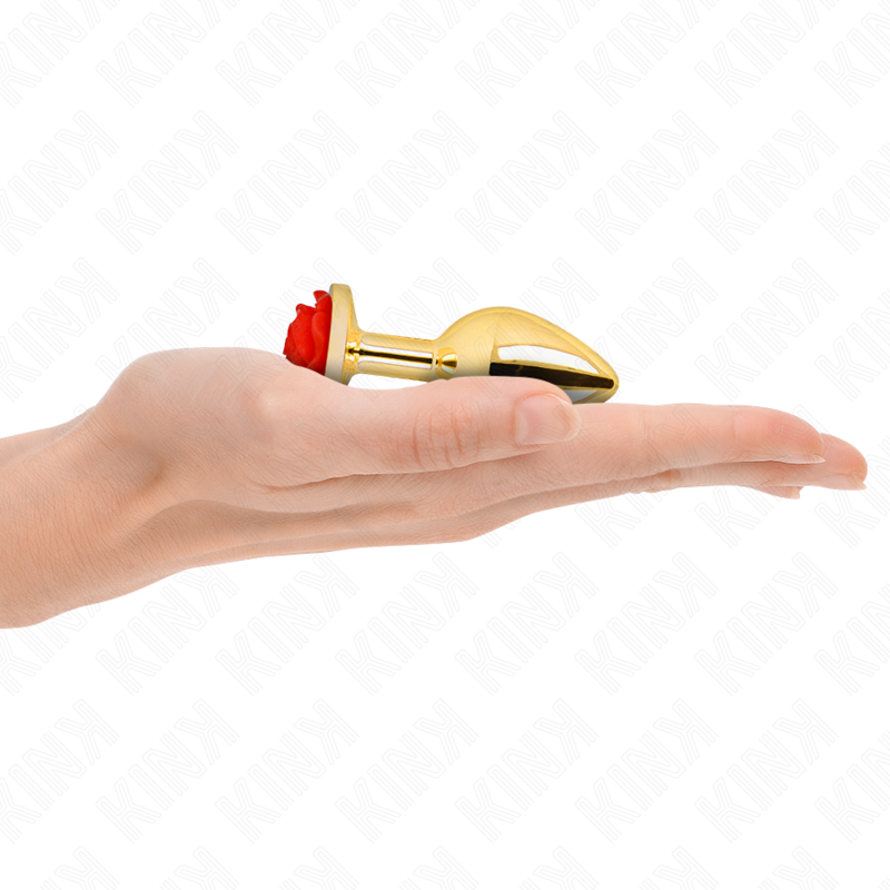 Red rose gold anal plug size s