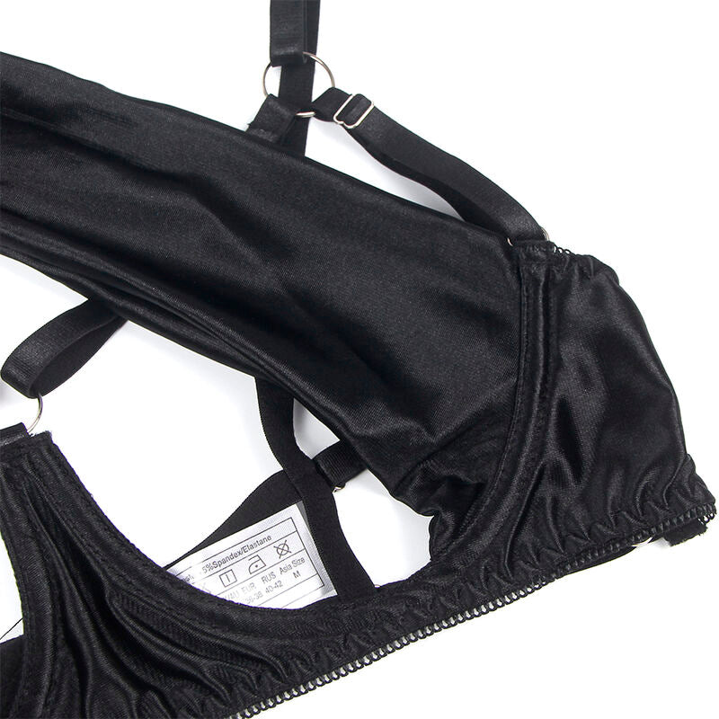 955199 Adjustable Black Bow Bra Set S/M