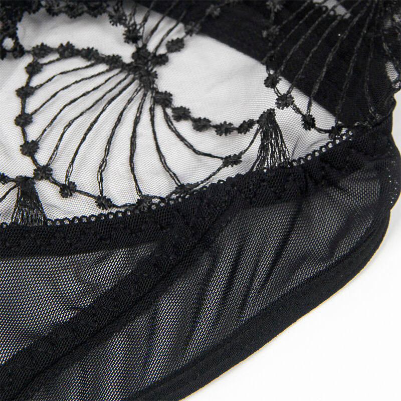 955212 transparent bodysuit with black hollow lace s/m