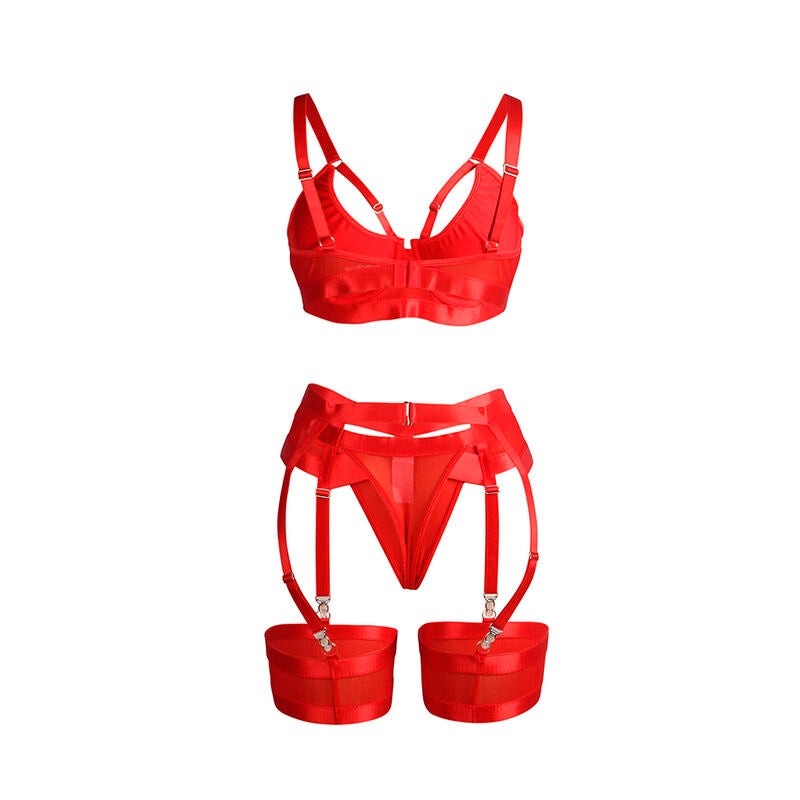 955267 ensemble soutien-gorge bondage rouge avec jarretelle l/xl