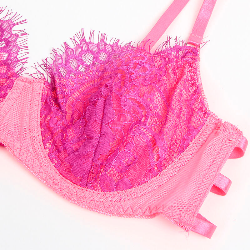 955366 bra set with lace lines and garters pink and purple l/xl