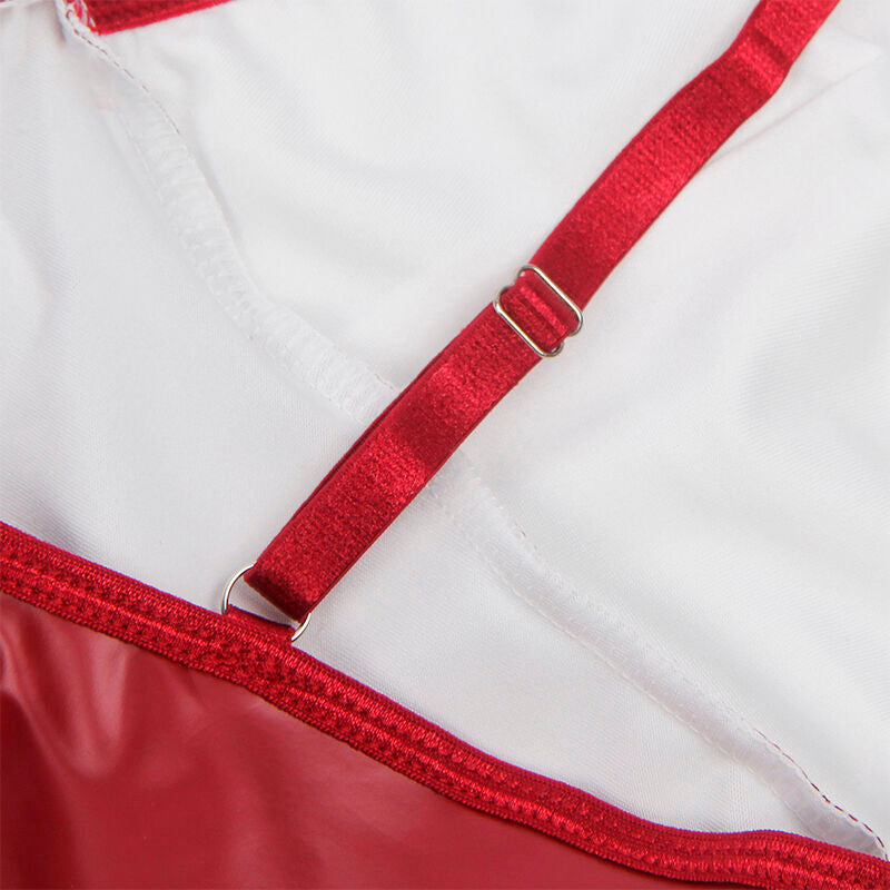 955397 robe à bretelles en cuir bordeaux s/m